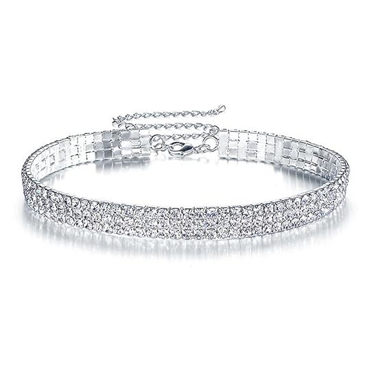 Elegant Rose 3 Row Stretch Rhinestone Choker Necklace Strass Halsband Halskette Hochzeit Schmuck für Frauen