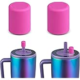 TERPINK 2 Pack Magnetic Straw Caps Compatible with BrüMate All Era and Resa Tumblers, Silicone Straw Caps Toppers Compatible with Brumate Accessories, Straw Covers Protectors BPA Free (Hot Pink)