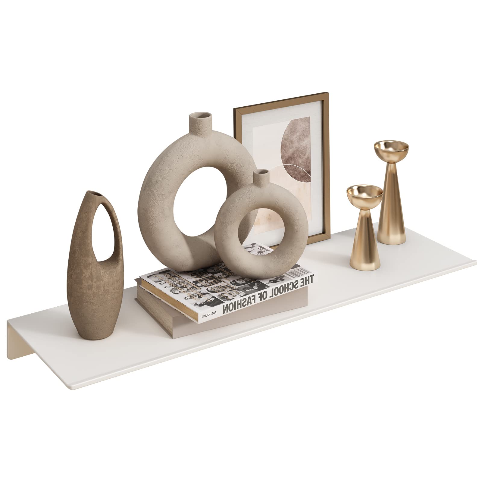 JOOM White Metal Wall Floating Shelf - Metal Wall Shelf- Small Bathroom Shelf-Display Shelves for Wall Storage (White, 40cm)