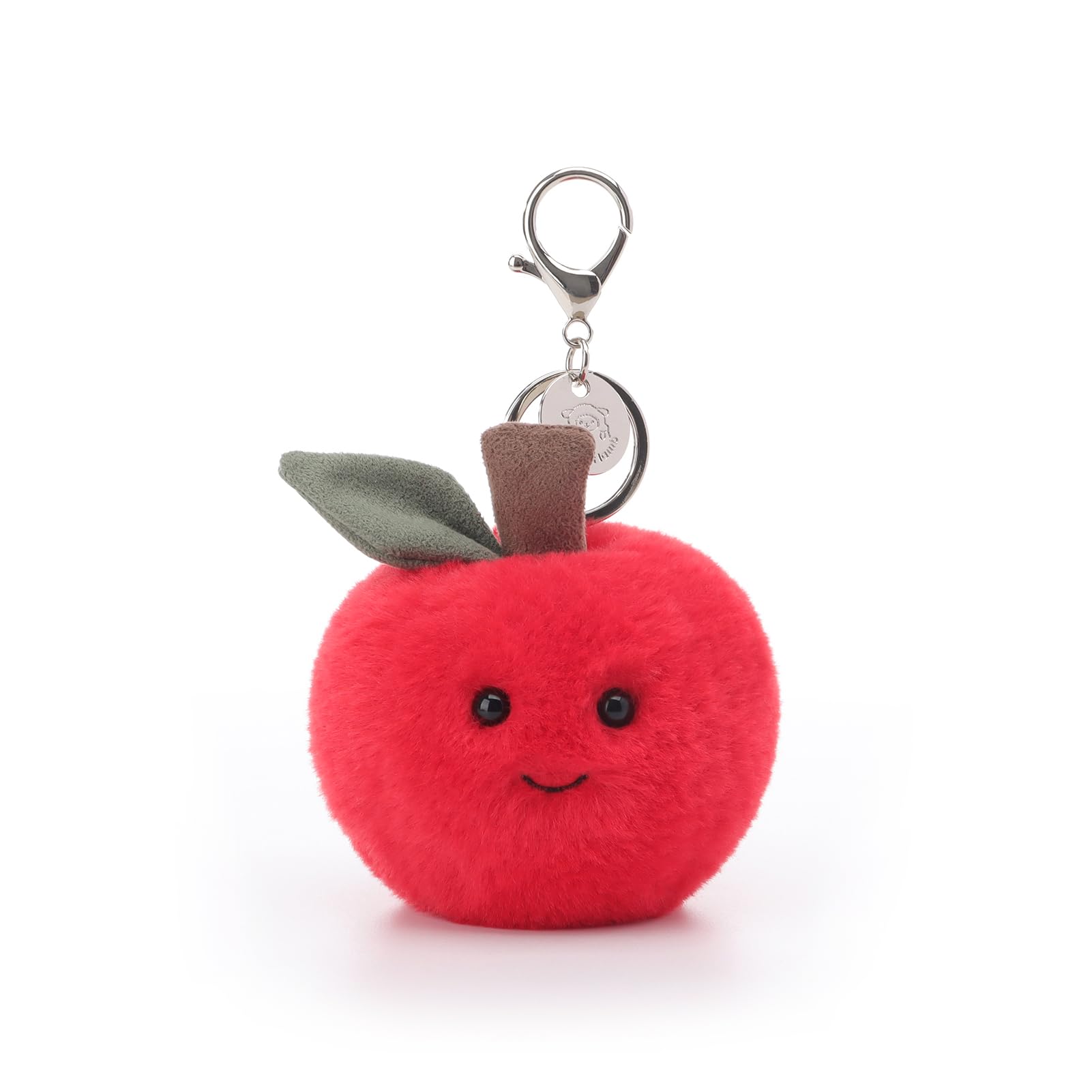 Apricot Lamb Sweet Apple Stuffed Plush Keychain, Soft Plushies Cute Keychain Toys for Kids' Bag, Backpack, Purse, Red Fruit 3.5 Inches