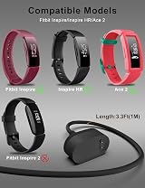 Bicmice Charger for Fitbit Inspire HR Ace 2 Magnetic USB Cable 3.3Ft Replacement view 2