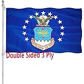 US Air Force Flag Double Sided 3x5 Ft Heavy Duty United States Military Flag Heavy Duty 3 Ply 200D Polyester and Durable Canvas Header with 2 Brass Grommets