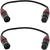 Rannsgeer 2 Pack XLR Male to XLR Female 1 Feet Microphone Cable (1 Ft 2 Pack)