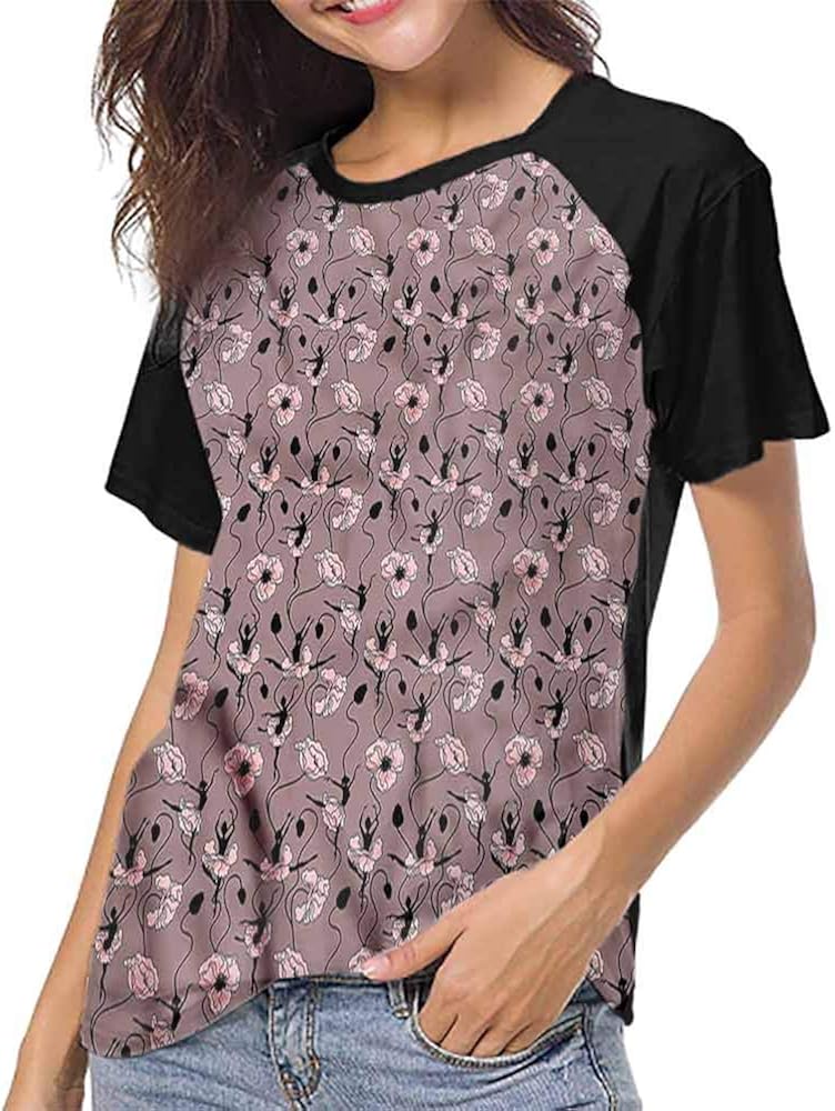 Female Baseball Short Sleeve,Abstract,Daisy Flower Petals S-XXL T-Shirt Casual Blouse