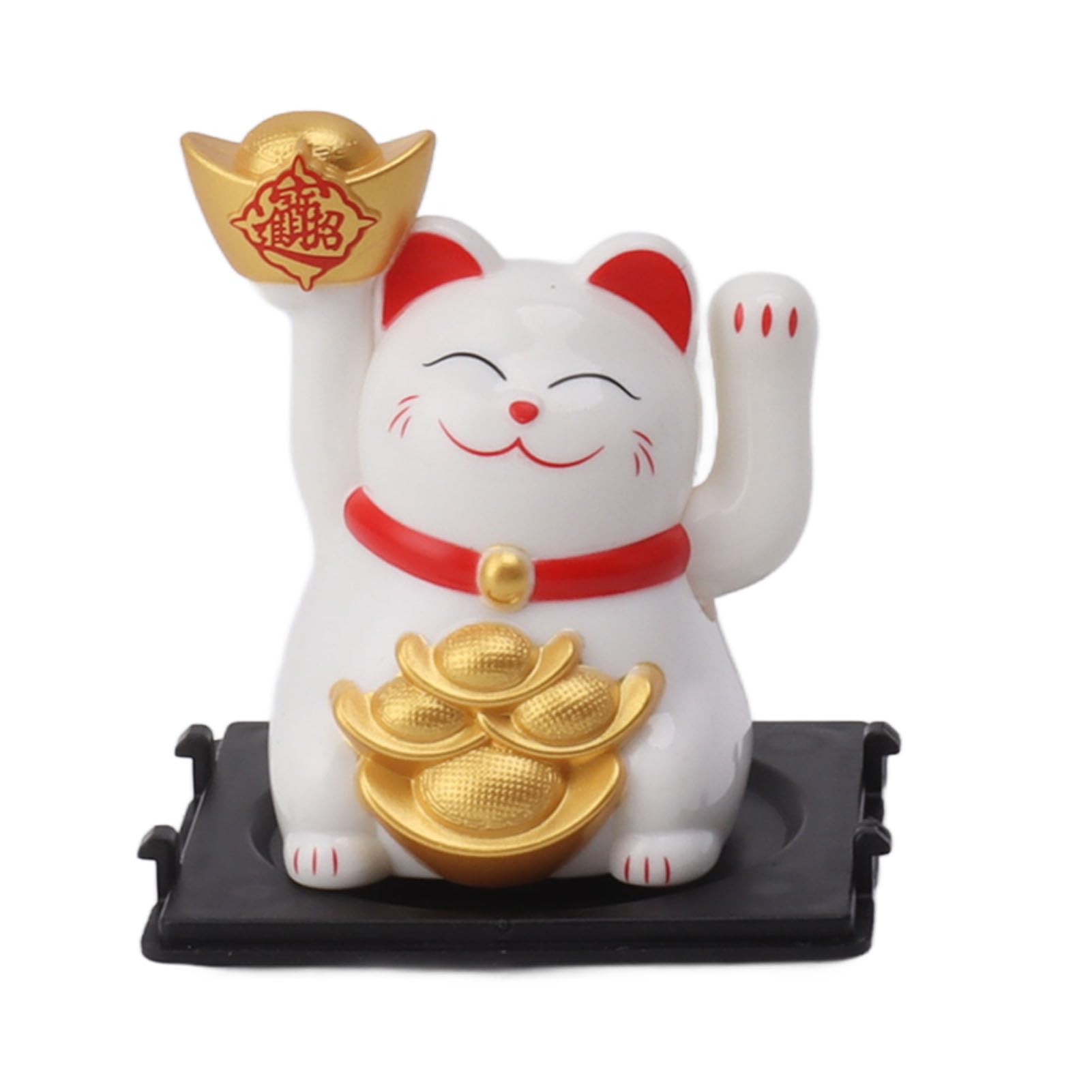 Riuulity Lucky Cat Waving Arm, Large Cute Cat with Waving Hand Paw Up for Welcoming Fortune Luck Wealth Prosperity Feng Shui in Home Display Car Decoration (White)