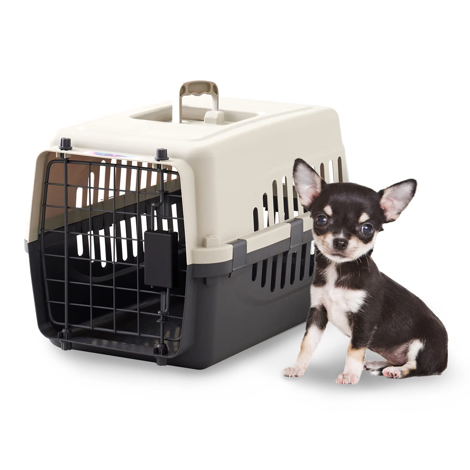 【OFT】 ペットケンネル ファーストクラス L45 クールグレー 【外寸】幅29.5×奥45×高28.5cm 重量(約)：1.2kg 猫 キャリー 犬 キャリー 小動物 ペットキャリー ゲージ ハードキャリー 取っ手付き 室内用ハウス商品画像