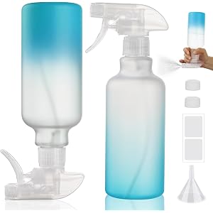 Hethyo 16.9oz Plastic Spray Bottles 2 Pack, 360° Any-Angle Spraying | Refillable Bottle with Adjustable Nozzle, Leakproof Emp