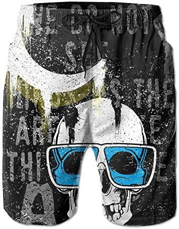 Fresh Elastic Short Pants The Moment Style Mens's Skull With Glasses