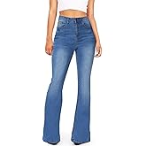 GALMINT Women's Fashion High Waisted Wide Leg Bootcut Slim Denim Flare Bellbottom Jeans