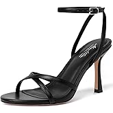Mostrin Strappy Heels for Women Lace Up Ankle Strap Round Open Toe Stiletto High Heels Women's Heeled Sandals for Prom, Party, Daily