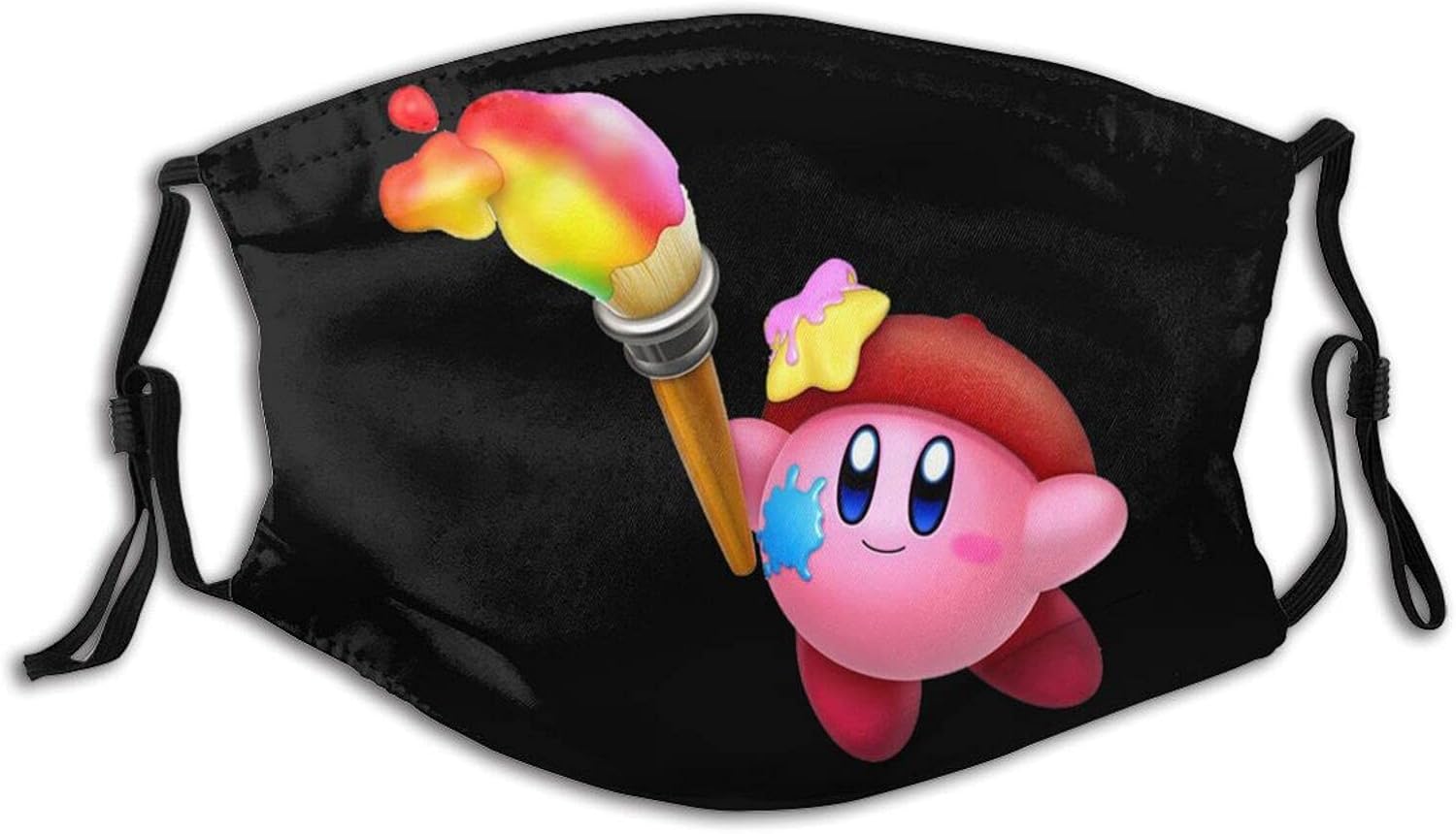 Kirby Face Mask Woman Men Kids Washable Reusable Adjustable Black, with