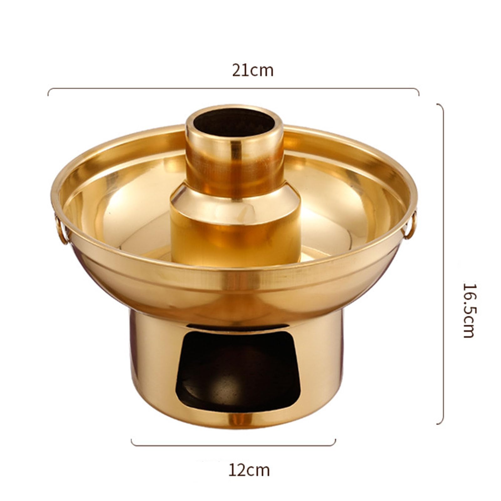 Stainless Steel Charcoal Dry Ice Hot Pots Chinese Beijing Charcoal Imitation Copper Dessert Hot Pot t for a Unique Cooking Experience and Dessert Display (Medium)