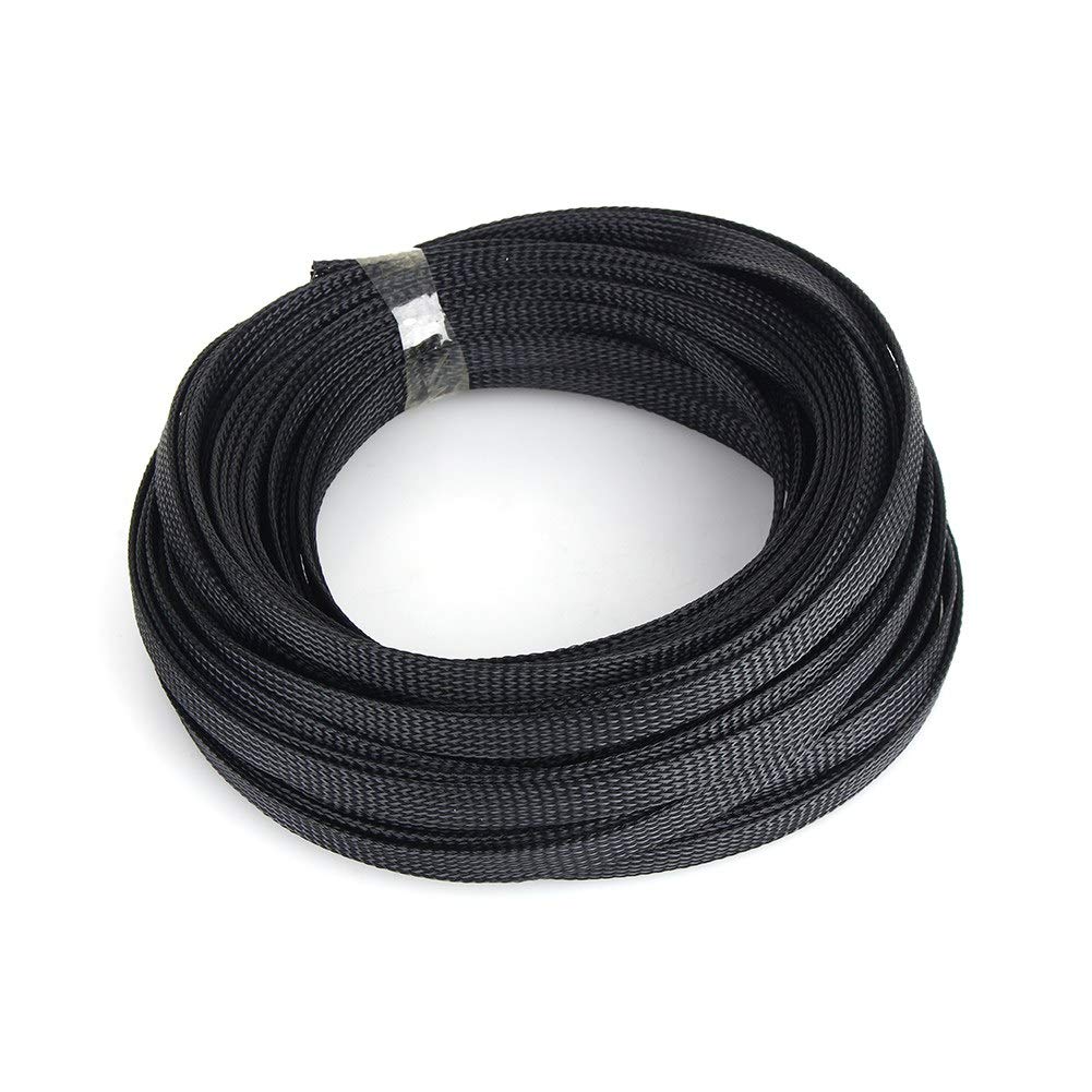 33ft 10mm PET Expandable Braided Cable Sleeve High Densely Wire Sleeving Black Braided Wire Sleeve Management for Home and Office Device Cords