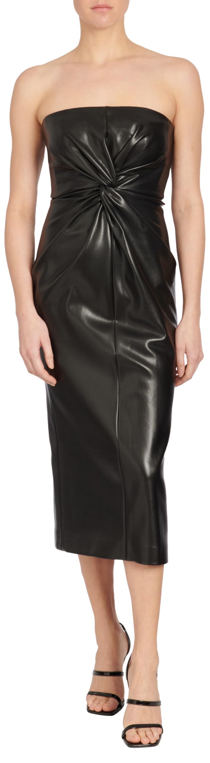 Photo 1 of Cinq a Sept Vegan Leather Strapless McKenna Dress, Black, 10