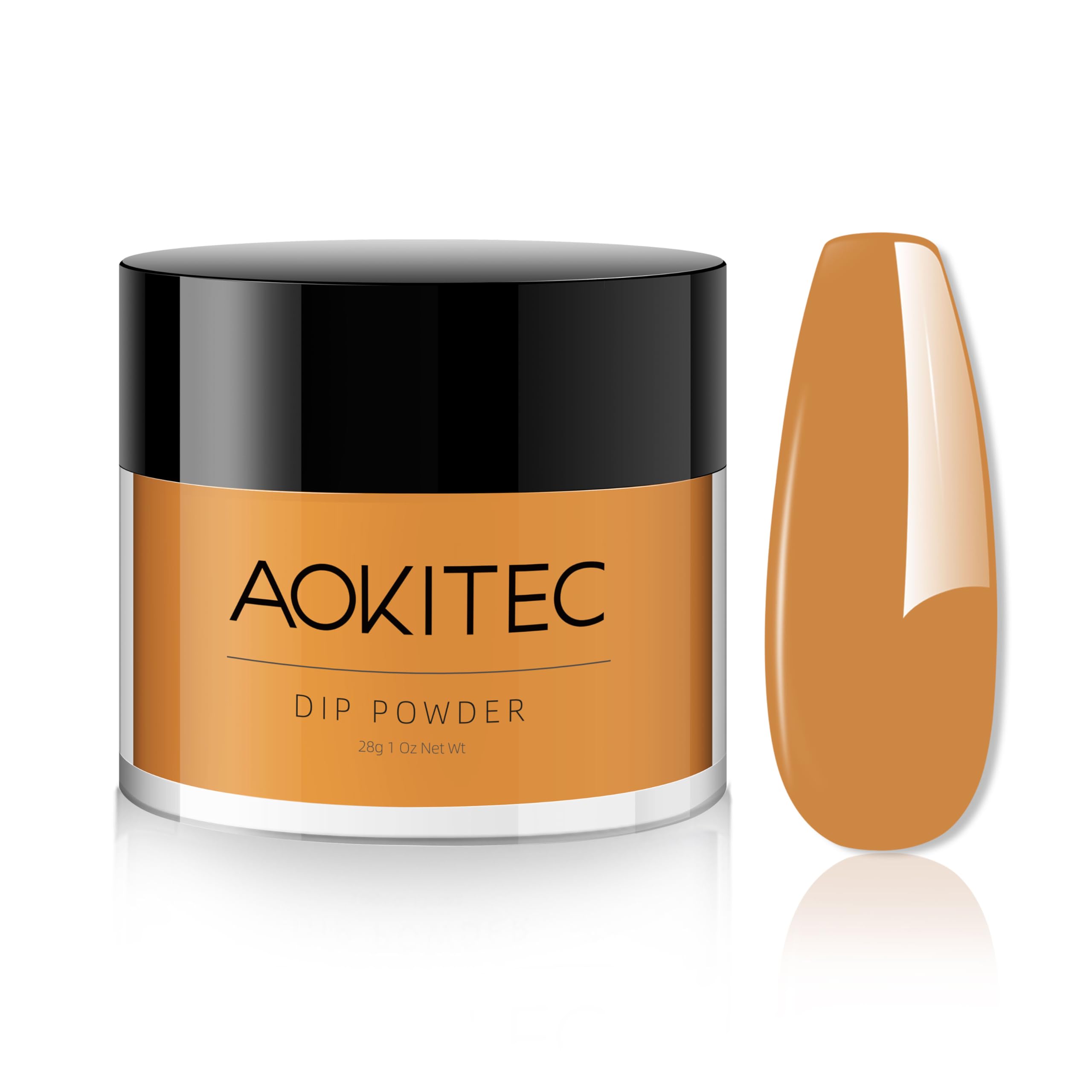 Aokitec 28 g Dip Powder, Toffee Colour/Light Brown Dip Acrylic Powder for Long-lasting 28+ Dip Nails Nail Powder for Nail Art Beginner & Professional, No Need Drying