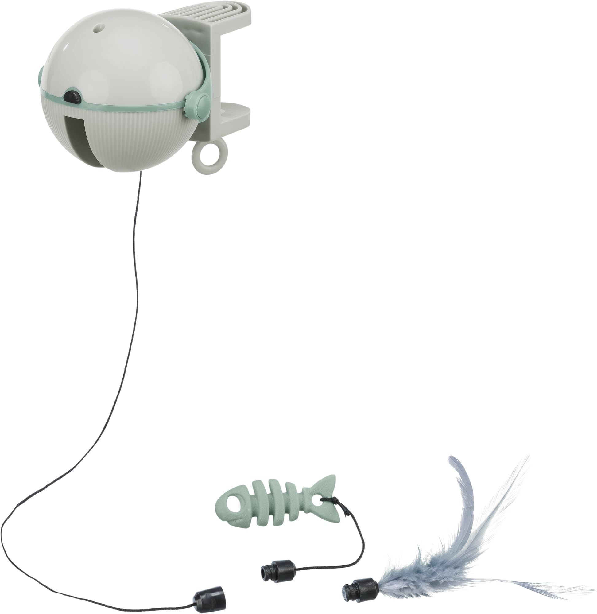 TRIXIE Catch It cat toy for attachment - toy on strap moves up and down - automatic switch-off - battery-operated - plastic - grey - 10 x 10 x 14 cm - 46021