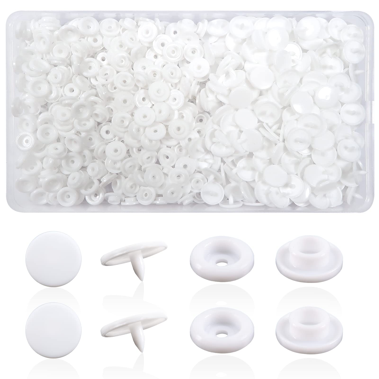 TOAOB 150 Sets T5 12 mm White Plastic Press Studs for Sewing Accessories Clothing DIY Craft Scrapbook