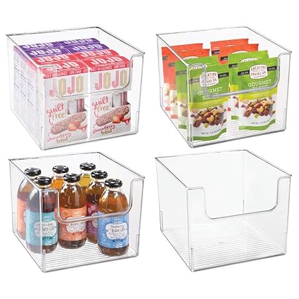 Mdesign Plastic Open Front Food Storage Bins For Kitchen Cabinet