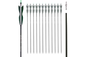 LWANO 31" Carbon Hunting Arrows Archery Target Practice Arrows with 5" Turkey Feathers Spine 500 for Recurve Bow and Compound Bow(Pack of 12)