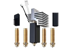 WEFUIT for Elegoo Centauri Carbon/Centauri Carbon 2 hotend, pre-Installed 0.4mm Hardened Steel Brass Nozzle, Heat Sink Installed, with 0.2mm, 0.4mm, 0.6mm, 0.8mm Nozzle, Silicone Sock and Nozzle Wipe