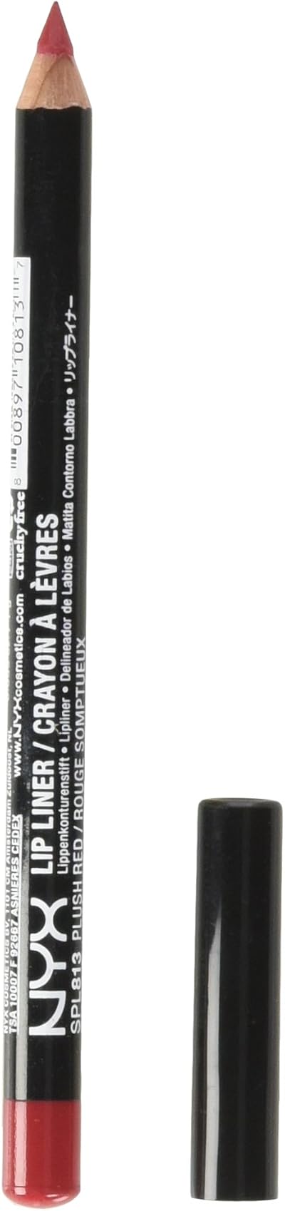 NYX Slim Lip Pencil Plush Red 813 Lip Liner Long-Wear Creamy Precision