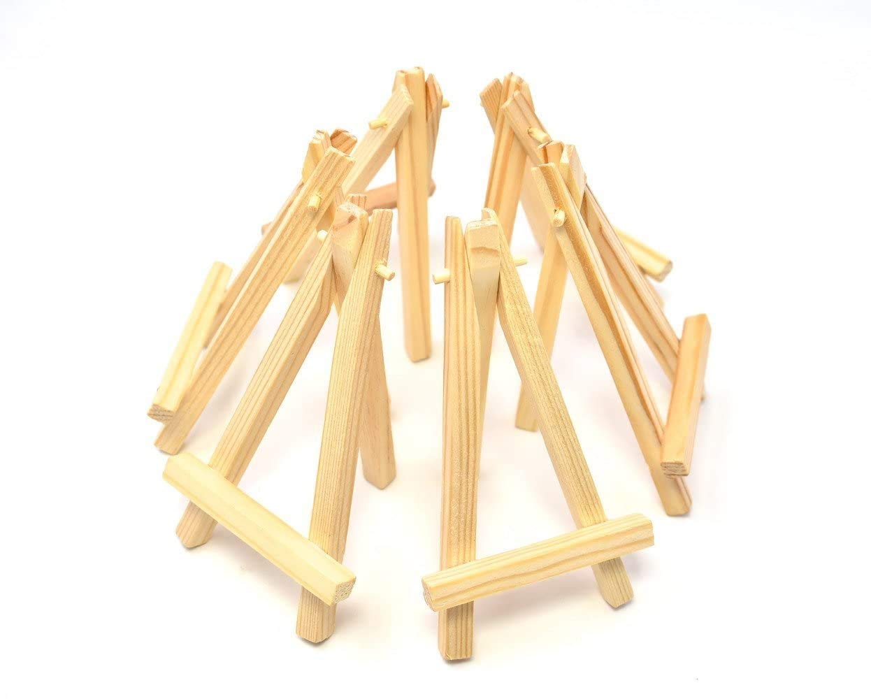 RayLineDo® Set of 6pcs Mini Wood Display Easel 5inch Wedding Parties Decoration Name Card Photo Holder Sketching Easel