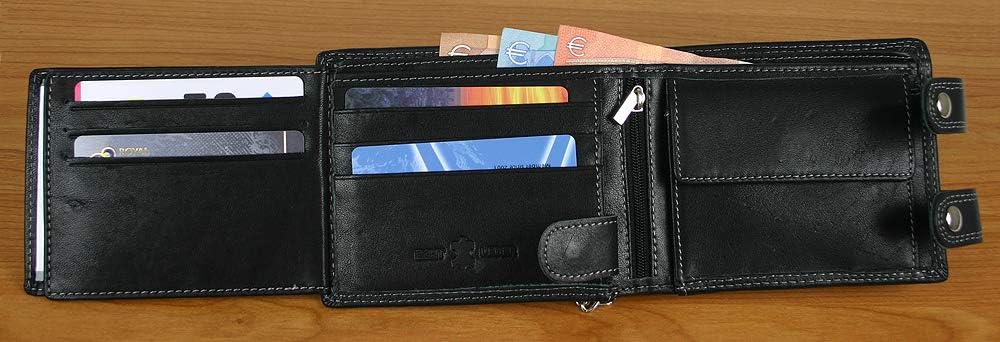 Genuine Leather Wallet for Men Bikerwallet CA$H with Chain Black & Brown …, Querformat mit Kette - Image 5
