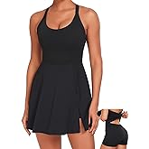 gofiep Womens Tennis Workout Dress with Open-Back Waistband Shorts Golf Acitve Side Slit Dresses