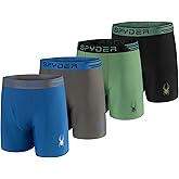 Spyder Mens Boxer Briefs 4 Pack Poly Spandex Performance Underwear/Bonded Hem Boxer Briefs (Green/Grey/Blue/Black, Medium)