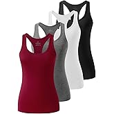 Femdouce Racerback Workout Tank top for Women Activewear Running top Yoga 4 Pack