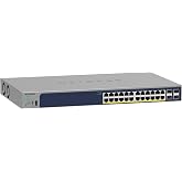 NETGEAR 28-Port PoE Gigabit Ethernet Smart Managed Network Switch (GS728TP) | 24 x PoE+ Ports @ 190W, 4 x 1G SFP, Optional Insight Cloud Management, Desktop or Rack Mount