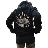 XPONNI Sequin Evil Eye Hoodies Y2k Oversized Graphic Cute Hoodies Mama Sweatshirts Hooded