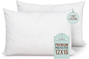 Pillowflex Set of 2 (12x16) Premium Polyester Pillow Inserts - European Rectangle Pillow Forms, Machine Washable, Sham Pillow Insert, Down Throw Pillow Insert, Rectangle Pillow Set, Made in USA
