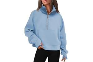 WYNNQUE Womens Half Zip Cropped Pullover Sweatshirts Fleece Quarter Zipper Hoodies Winter Clothes Sweaters Thumb Hole