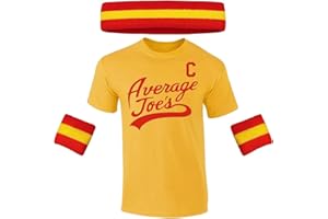 DIRTYRAGZ Dodgeball Costume T-Shirt and Sweatbands Set – Retro Headband Wristbands, Cosplay Shirt, Funny Halloween Costumes