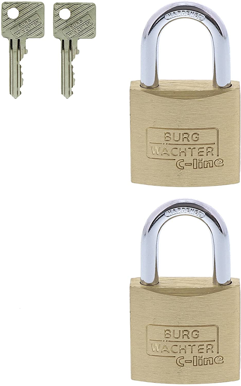 BURG-WÄCHTER Lock, Set of 2, Shackle Strength 5 mm, 4 Keys, Duo 222 30 SB