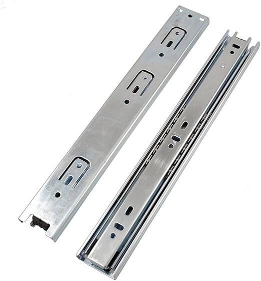 Uxcell 2 Pcs Silver Tone 3 Sections Ball Bearing Drawer Slide