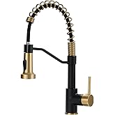 AIMADI Black Faucet Kitchen,Commercial Black Gold Kitchen Faucet Matte Black Modern Single Handle Kitchen Faucet with Pull Down Sprayer for Rv Farmhouse Camper