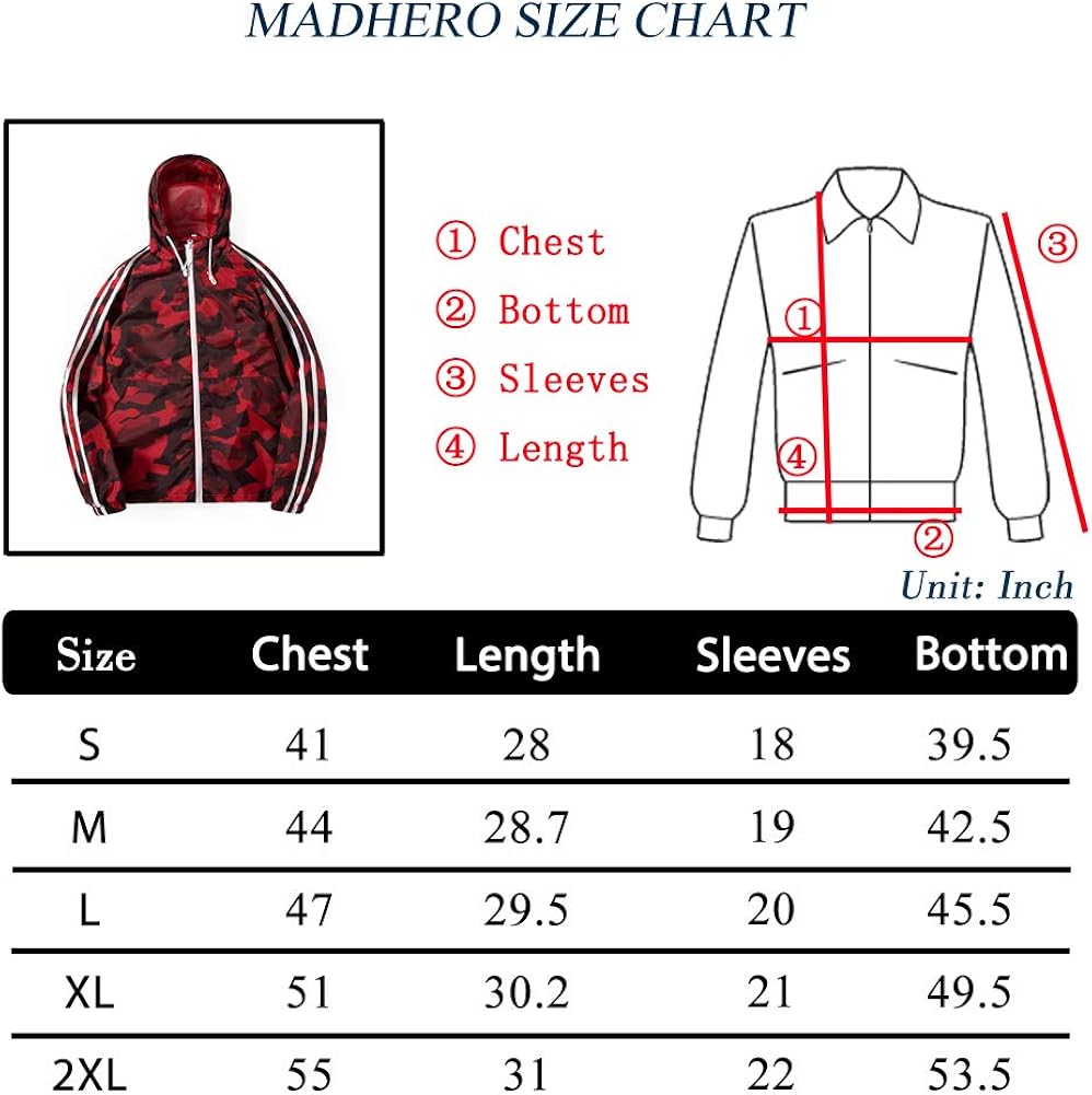 MADHERO Mens Windbreaker Jacket Lightweight 90s Retro Wind Breakers: Clothing