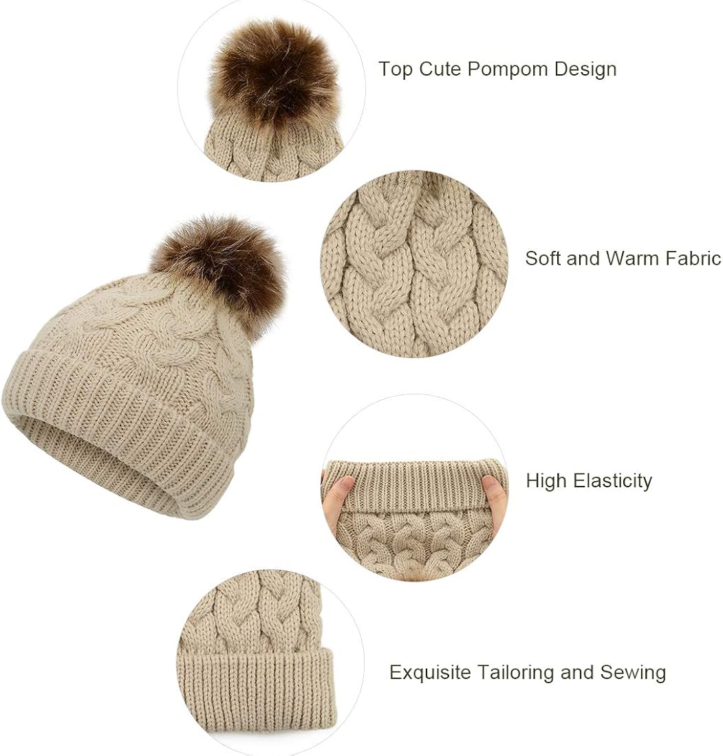 Durio Baby Girl Hats Knit Baby Winter Hat Cute Baby Beanies for Girls Boys Thick Warm Toddler Hat B Pink One Size: Clothing