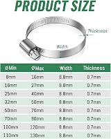 JatilEr 100-120mm Hose Clips 8 Pcs 304 Stainless Steel Pipe Clamps view 2