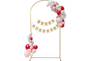 Enrichovo Metal Wedding Arch Backdrop Stand,6.6FT Stable Gold Balloon Arched Frame Stand with Base for Wedding Ceremony Birthday Parties Bridal Shower Anniversary Celebration for Indoor and Outdoor