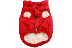 JoyDaog 2 Layers Fleece Lined Warm Dog Jacket for Puppy Winter Cold Weather,Soft Windproof Small Dog Coat,Red M