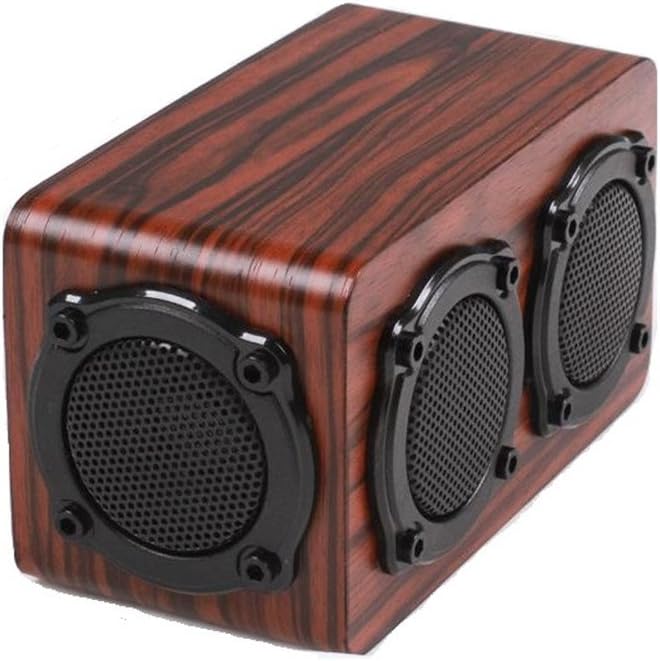 QAZWSX Wooden Bluetooth Speaker Wireless Dual Loudspeakeres Dual Bass Vibration Membrane Partable Stereo Speakers