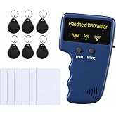 Handheld ID Copier 125khz RFID Reader Writer Duplicator Handheld RFID Copier Used for T5577 or EM4305 6 pcs T5577 keyfob + Cards (ZGAGFZ) (Blue)