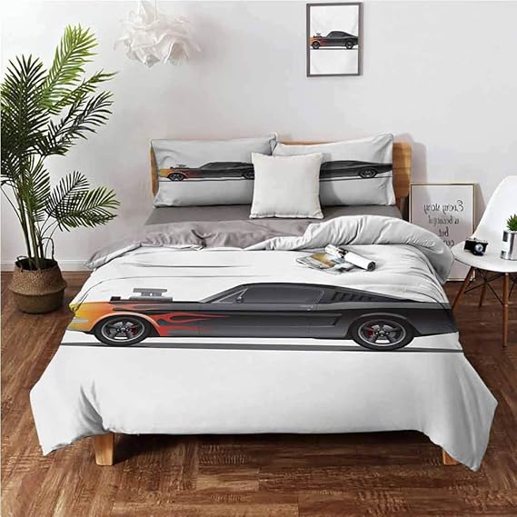 Amazon.com: Cars Duvet Cover Set Custom Design Muscle Car with