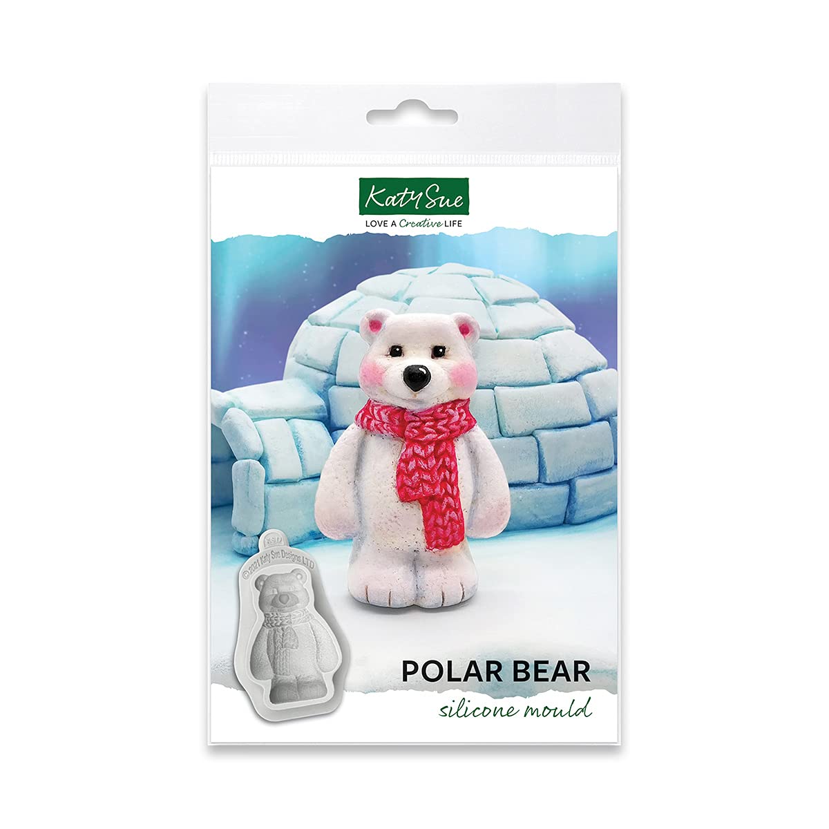 Katy Sue Polar Bear Silicone Mould for Cake Decorating & Crafting. Makes a Polar Bear Figure 71 Tall x 35 Wide in Millimetres for Fondant, Flower Paste, Air Dry Clay, Polymer Clay. UK-Made.