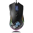 HITIME XVX Wired Gaming Mouse - 12000 DPI RGB Mouse With 7 Programmable Buttons & Ergonomic Grip
