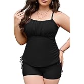 Zando Womens Plus Size Tankini Swimsuits Two Piece Swim Bathing Suit for Women Tummy Control Swimsuit Top with Shorts 2025