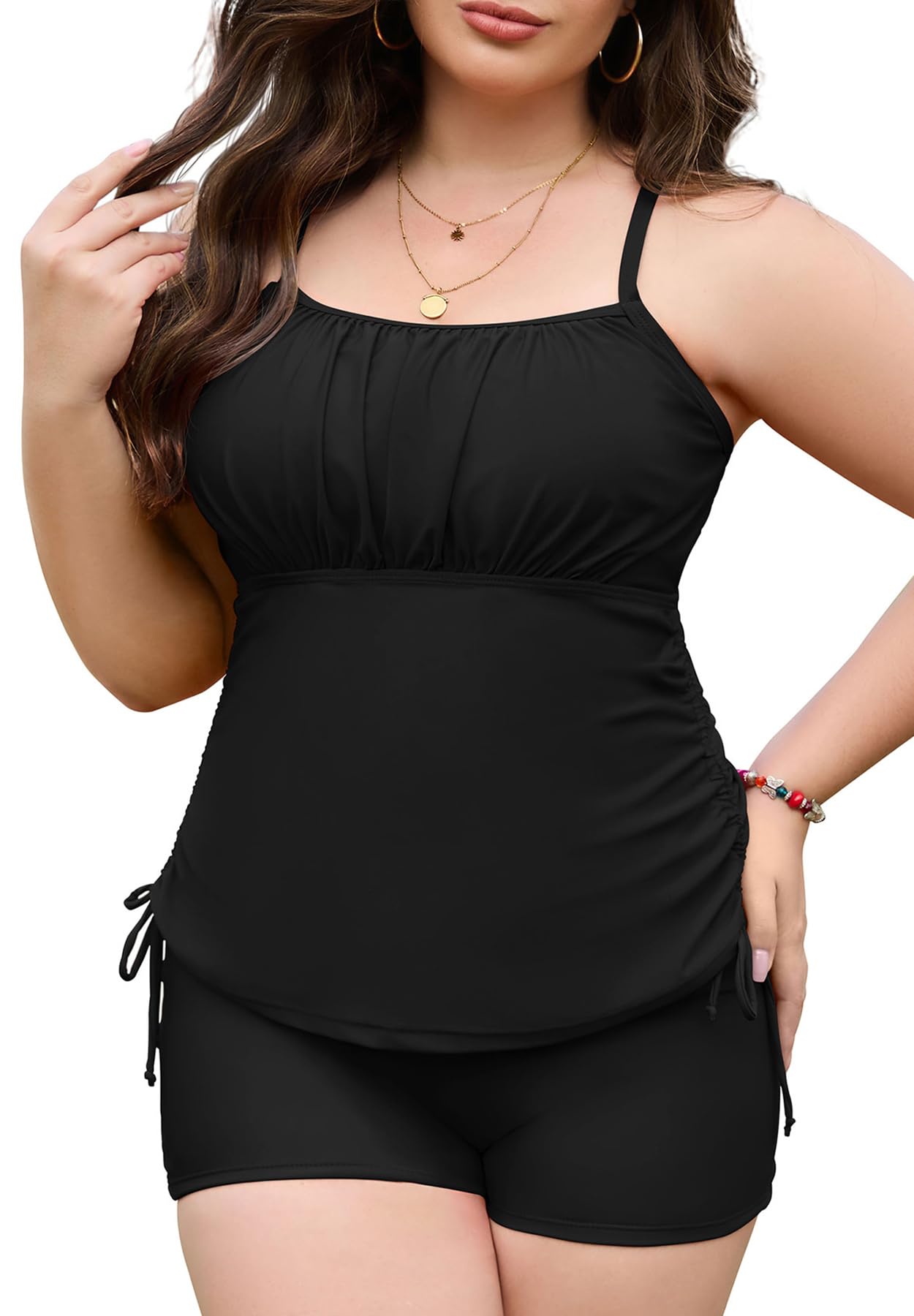 Photo 1 of ** TOP ONLY NO BOTTOMS**Zando Plus Size Tankini Swimsuits for Women 2025 Bathing Suit for Women One Piece Over 50 Modest Swimsuit Tummy Control Tankini Tops for Women Swimwear Swim Suits Black 16W